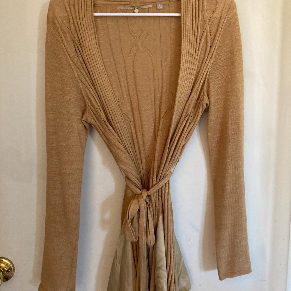 Vintage Anthropologie Knitted & Knotted Gold Cardigan Sweater MED